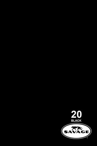 Savage Widetone Seamless Background Paper - #20 Black 107"x 12 yd