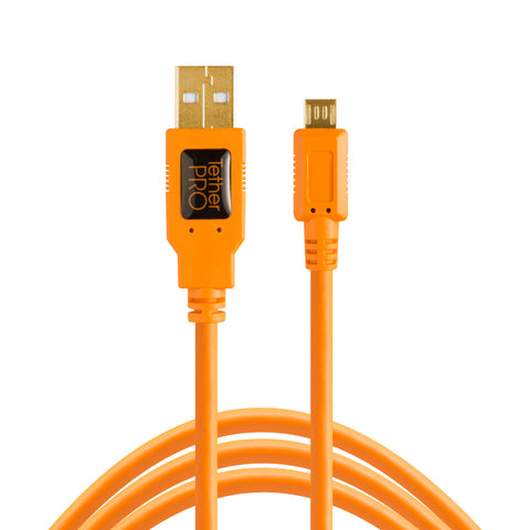 Tether Tools TetherPro USB 2.0 A Male to Micro-B 5-pin 15'  (4.6m) - Orange