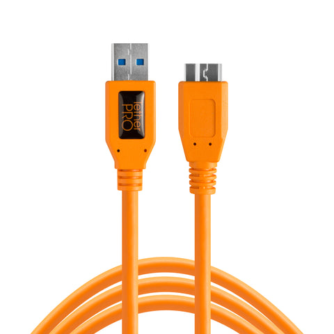 TetherPro USB 3.0 male to Micro-B, 15', Orange