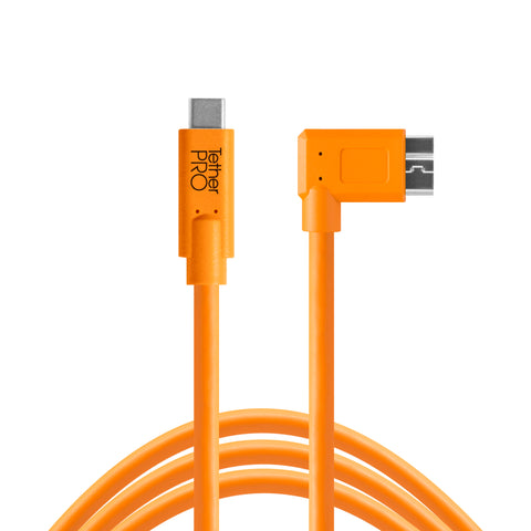 Tether Tools USB-C to 3.0 Micro-B Right Angle, 15' (4.6m) ORG