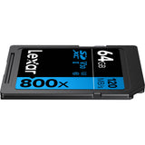 Lexar 64GB High-Performance 800x UHS-I SDXC Memory Card (2-Pack)