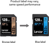 Lexar 128GB Professional 633x SDXC Class 10 UHS-I/U1 Memory Card Up to 95 Mb/s 2 Pack (LSD128GCB1NL633)