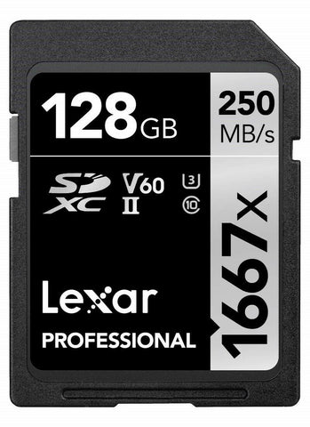 Lexar 128GB Professional 1667x UHS-II V60 U3 SDXC Memory Card for Full-HD, 3D,4K