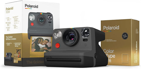Polaroid Now Black I-Type Instant Camera - Golden Gift Box Camera + Film Bundle (6151)