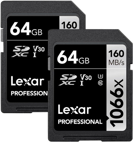 Lexar Silver Series Professional 1066x 64GB SDXC UHS-I Memory Card, 160MB/s Read, 70MB/s Write, 2-Pack