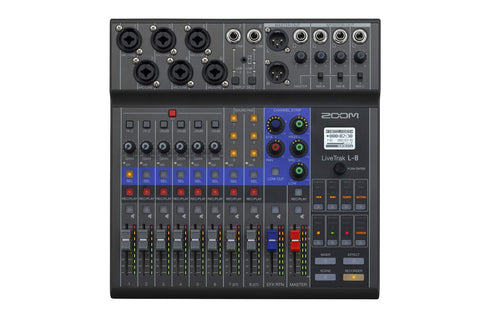 Zoom LiveTrak L-8 Podcast Recorder, Battery Powered, Digital Mixer and Recorder, Music Mixer, Phone Input, Sound Pads, 4 Headphone Outputs, 12-In/4-Out Audio Interface, Built In EQ and Effects