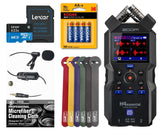 Zoom H4essential 4-Track Handy Recorder with 32-Bit Float, for Musicians, Podcasters, and More with 64GB MicroSDHC Card and Adapter, Professional Lavalier Microphone + Bundle