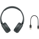 The Imaging World Bundle of Sony Wireless Bluetooth On-Ear Headphones with Microphone (Black) with Charging Cable + Cable Ties + Extension Cable + Microfiber Cloth - Up to 50 Hours Battery Life