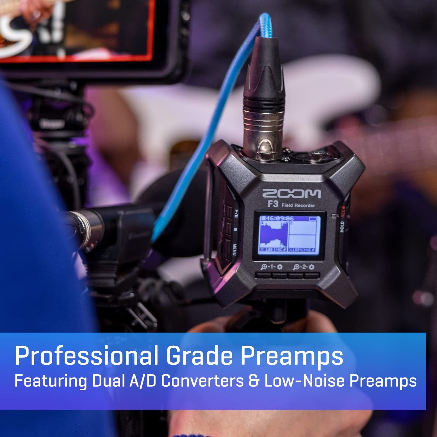 Zoom F3 Professional Field Recorder, 32-bit Float Recording, 2 Channel ...