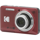 Kodak PIXPRO FZ55 Red 16MP Digital Camera 5X Optical Zoom 28mm Wide Angle 1080P Full HD Video 2.7" LCD Camera + 64GB Card and Reader + Case + Memory Wallet + Tripod + Cleaning Bundle