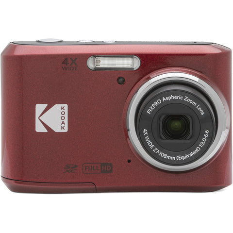 Kodak PIXPRO FZ45 16MP Digital Camera 4X Optical Zoom 27mm Wide Angle 1080P Full HD Video 2.7" LCD Camera (Red) + 64GB Card and Reader + Case + Memory Wallet + Tripod + Cleaning Bundle