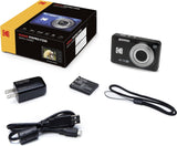 Kodak PIXPRO FZ55 Black 16MP Digital Camera 5X Optical Zoom 28mm Wide Angle 1080P Full HD Video 2.7" LCD Camera + 64GB Card and Reader + Case + Memory Wallet + Tripod + Cleaning Bundle