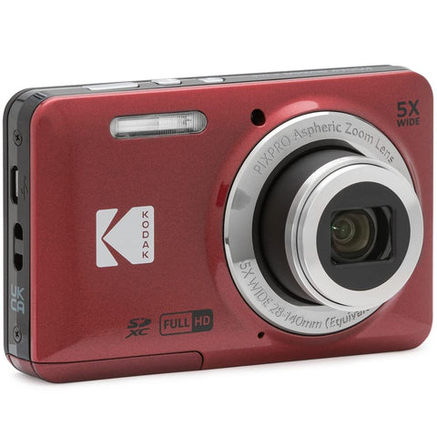 Kodak FZ55 PIXPRO FZ55 Digital Camera Red Bundle with Lexar 64GB High-Performance 800x UHS-I SDHC Memory Card Blue Series