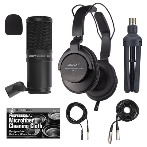 Zoom ZDM-1 Podcast Mic Bundle with Headphones, Windscreen, XLR, and Tabletop Stand with TheImagingWorld Accessory