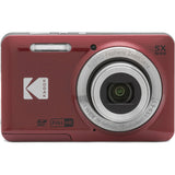 Kodak PIXPRO FZ55 Red 16MP Digital Camera 5X Optical Zoom 28mm Wide Angle 1080P Full HD Video 2.7" LCD Camera + 64GB Card and Reader + Case + Memory Wallet + Tripod + Cleaning Bundle