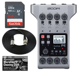 Zoom PodTrak P4 Podcast Recorder with 4 Microphone Inputs, 4 Headphone Outputs, Phone and USB Input for Remote Interviews + 64GB Card + Extra SLR Cable