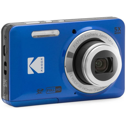 Kodak FZ55BL PIXPRO Digital Camera Blue Bundle with Lexar 64GB High-Performance 800x UHS-I SDHC Memory Card BLUE Series