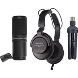 Zoom PodTrak P4 Portable Multitrack Podcast Recorder Bundle with Three (3) Mic Packs with Headphones, Windscreen, XLR, and Tabletop Stands + 64GB Card + Wallet