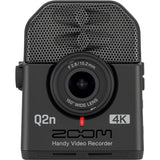 Zoom Q2n-4K Handy Video Recorder, 4K/30P Ultra High Definition Video, Compact Size, Stereo Microphones, Wide Angle Lens, for Recording Music, Video, YouTube Videos, Livestreaming with Bundle