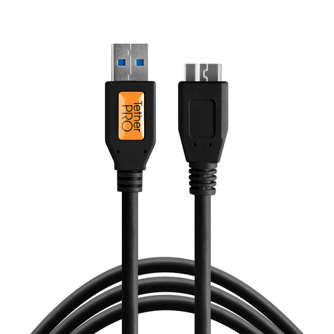 TetherPro USB 3.0 male to Micro-B, 3', Black