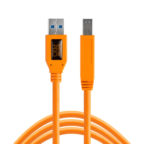 TetherPro USB 3.0 Male A to Male B, 15', Orange