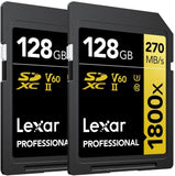 Lexar Professional 1800x SDXC UHS-II Card Gold Series 128GB - (2-Pack)