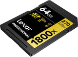 Lexar GOLD Series Professional 1800x 64GB UHS-II U3 SDXC Memory Card, 2-Pack