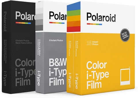 Polaroid I-Type Film Variety Pack - I-Type Color, B&W, Black Frame (32 Photos) (6182)