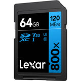 Lexar 64GB High-Performance 800x UHS-I SDXC Memory Card (2-Pack)