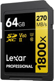 Lexar GOLD Series Professional 1800x 64GB UHS-II U3 SDXC Memory Card, 2-Pack