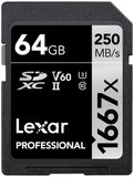 Lexar LSD64GCBNA1667 Professional SDHC/SDXC 1667x UHS-II 64GB Memory Card