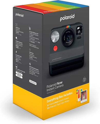 Polaroid Now 2nd Generation I-Type Instant Camera + Film Bundle - Now Black Camera + 16 Color Photos (6248)