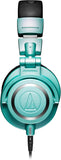 Audio-Technica ATH-M50x Professional Monitor Headphones (Ice Blue) + Slappa Full Sized HardBody PRO Headphone Case (SL-HP-07) + Bundle