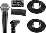 Shure SM58-LC Cardioid Dynamic Vocal Microphone + Extra Two (2) XLR Cables Bundle