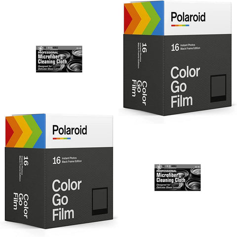 Polaroid Originals Go Instant Color Film - Black Frame - for The Polaroid GO Camera - 2 Double Packs with Cloths (32 Photos)